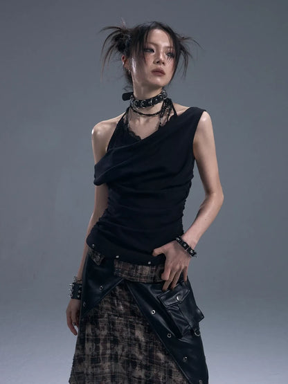 Frustration Garden Dark Punk Lace Layered Corset Knit Vest