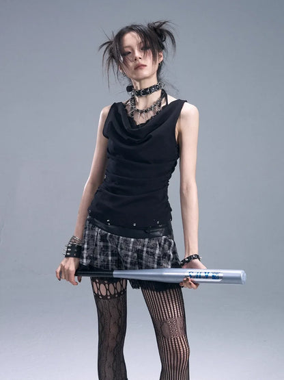 Frustration Garden Dark Punk Lace Layered Corset Knit Vest