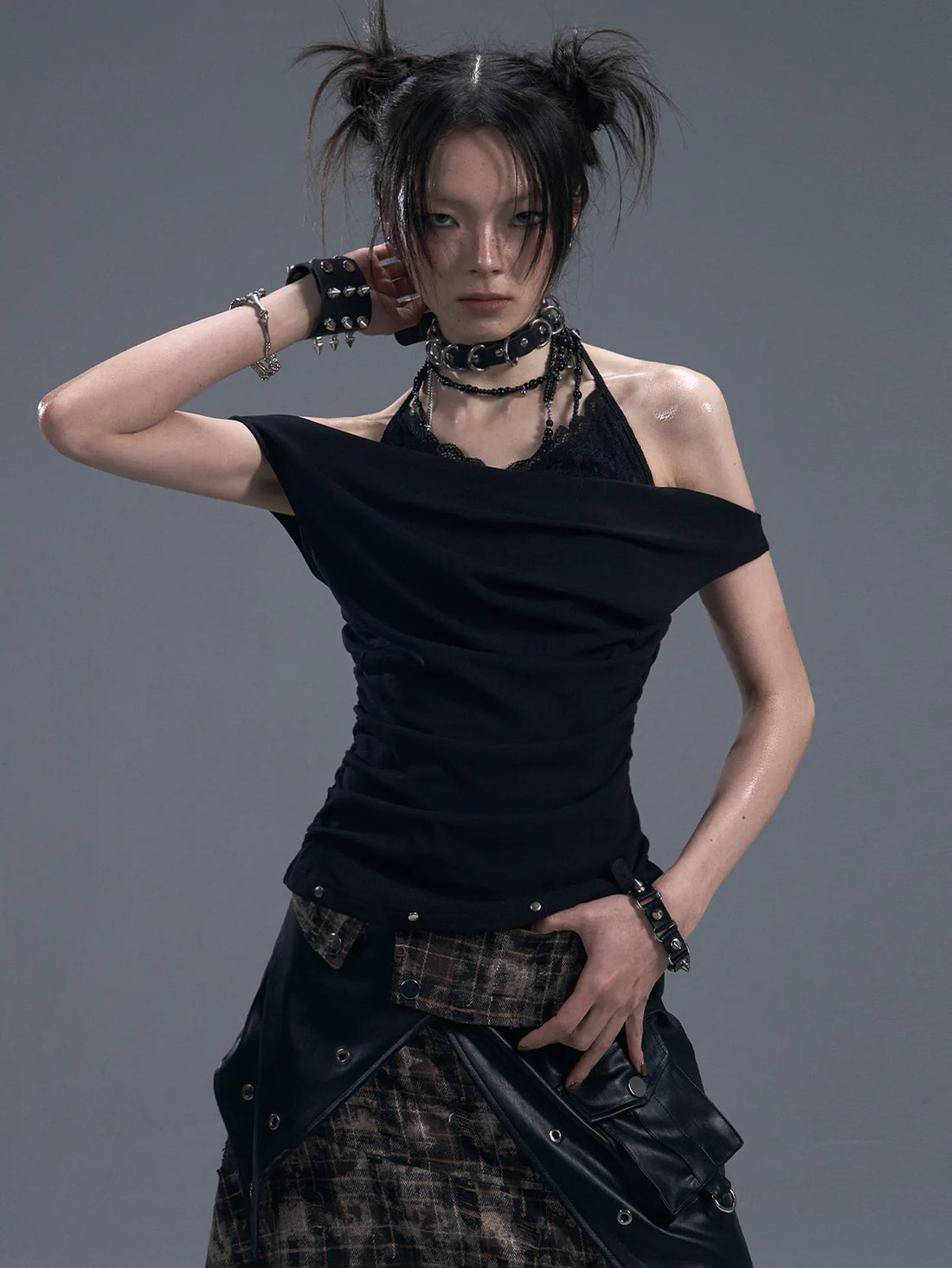 Frustration Garden Dark Punk Lace Layered Corset Knit Vest