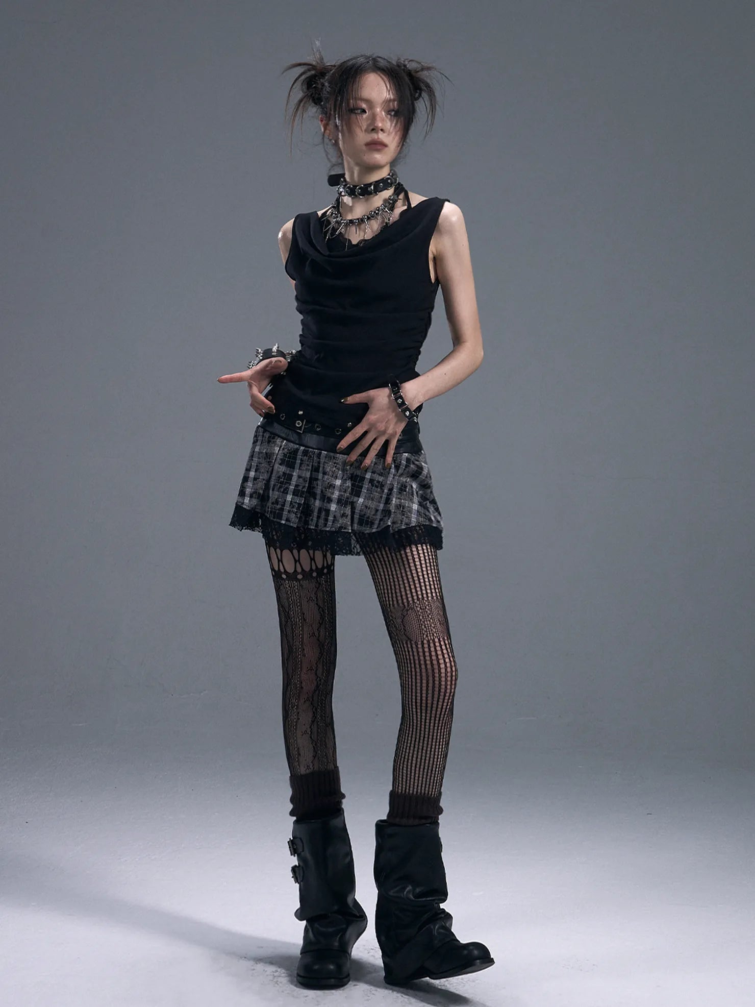 Frustration Garden Dark Punk Lace Layered Corset Knit Vest
