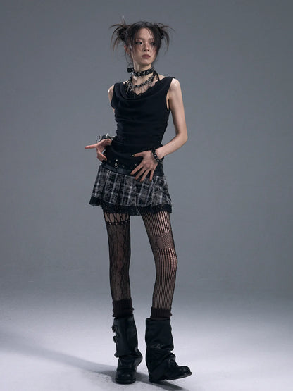Frustration Garden Dark Punk Lace Layered Corset Knit Vest
