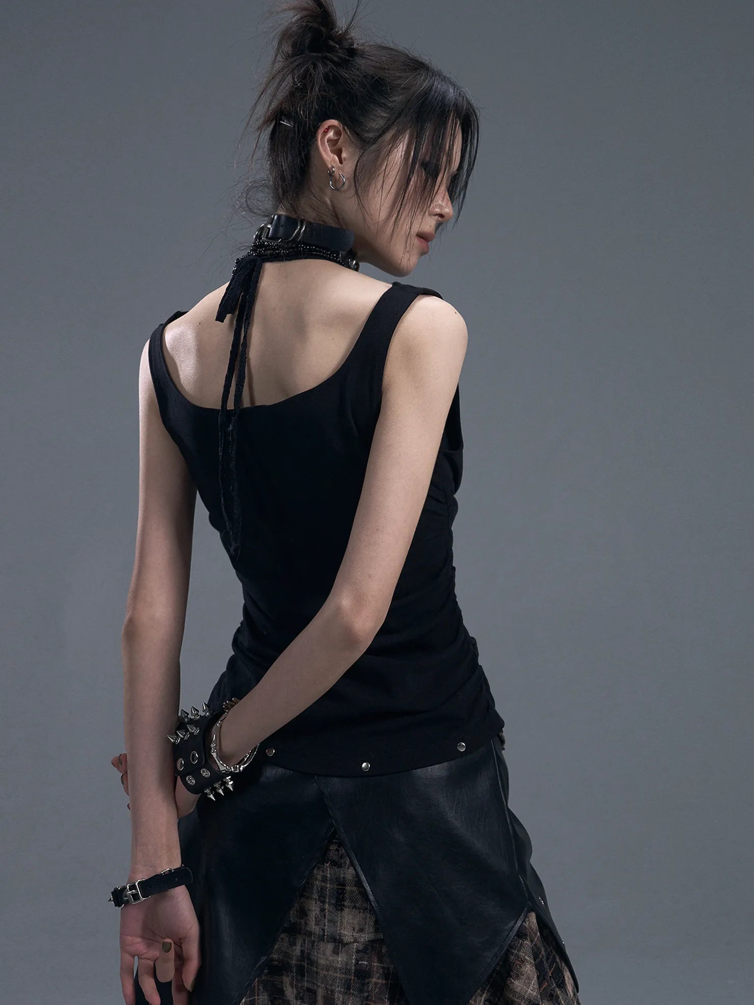 Frustration Garden Dark Punk Lace Layered Corset Knit Vest
