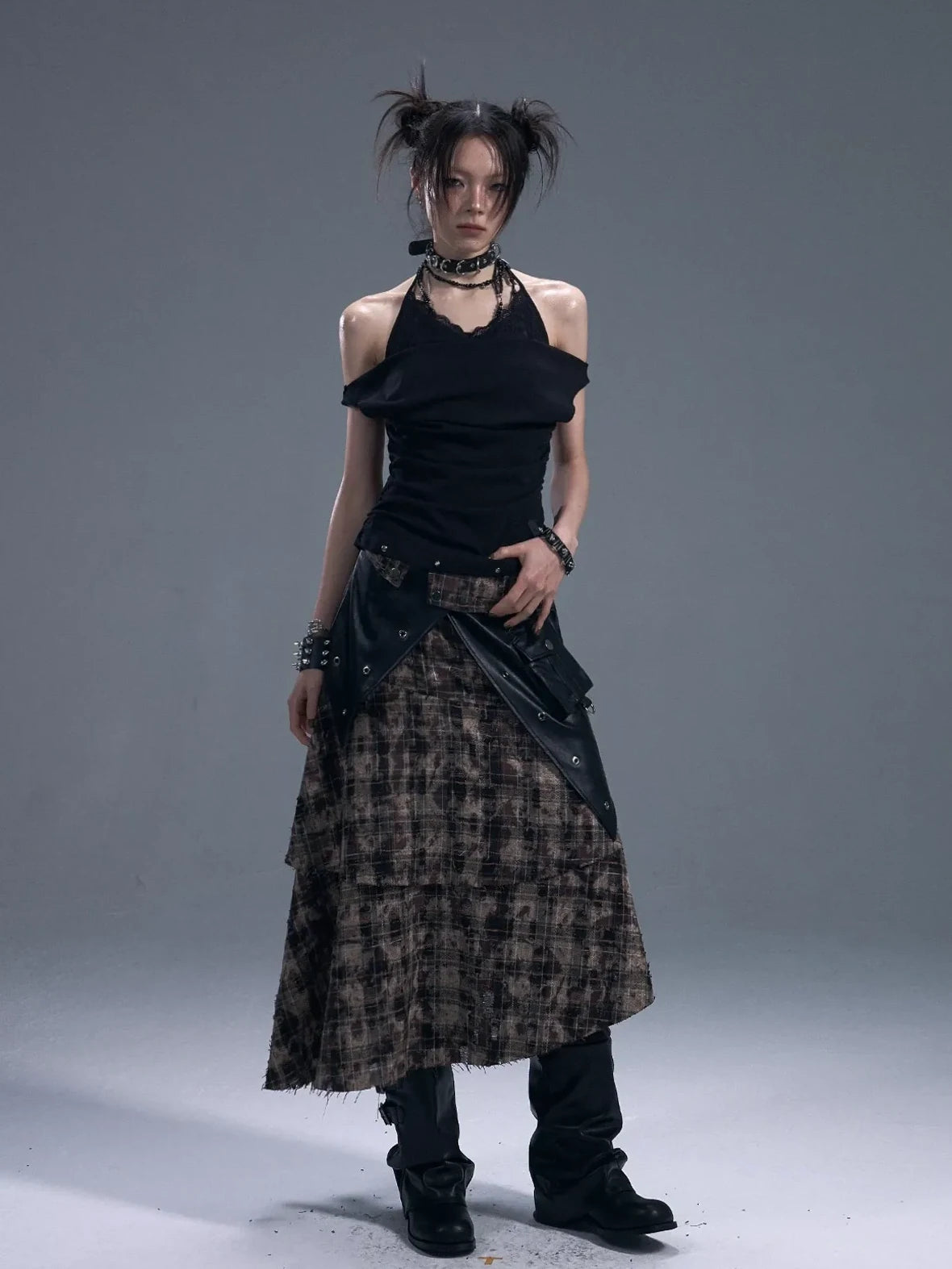 Frustration Garden Dark Punk Lace Layered Corset Knit Vest