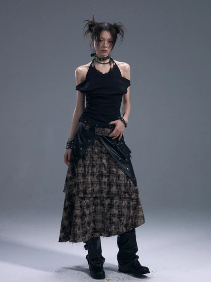 Frustration Garden Dark Punk Lace Layered Corset Knit Vest