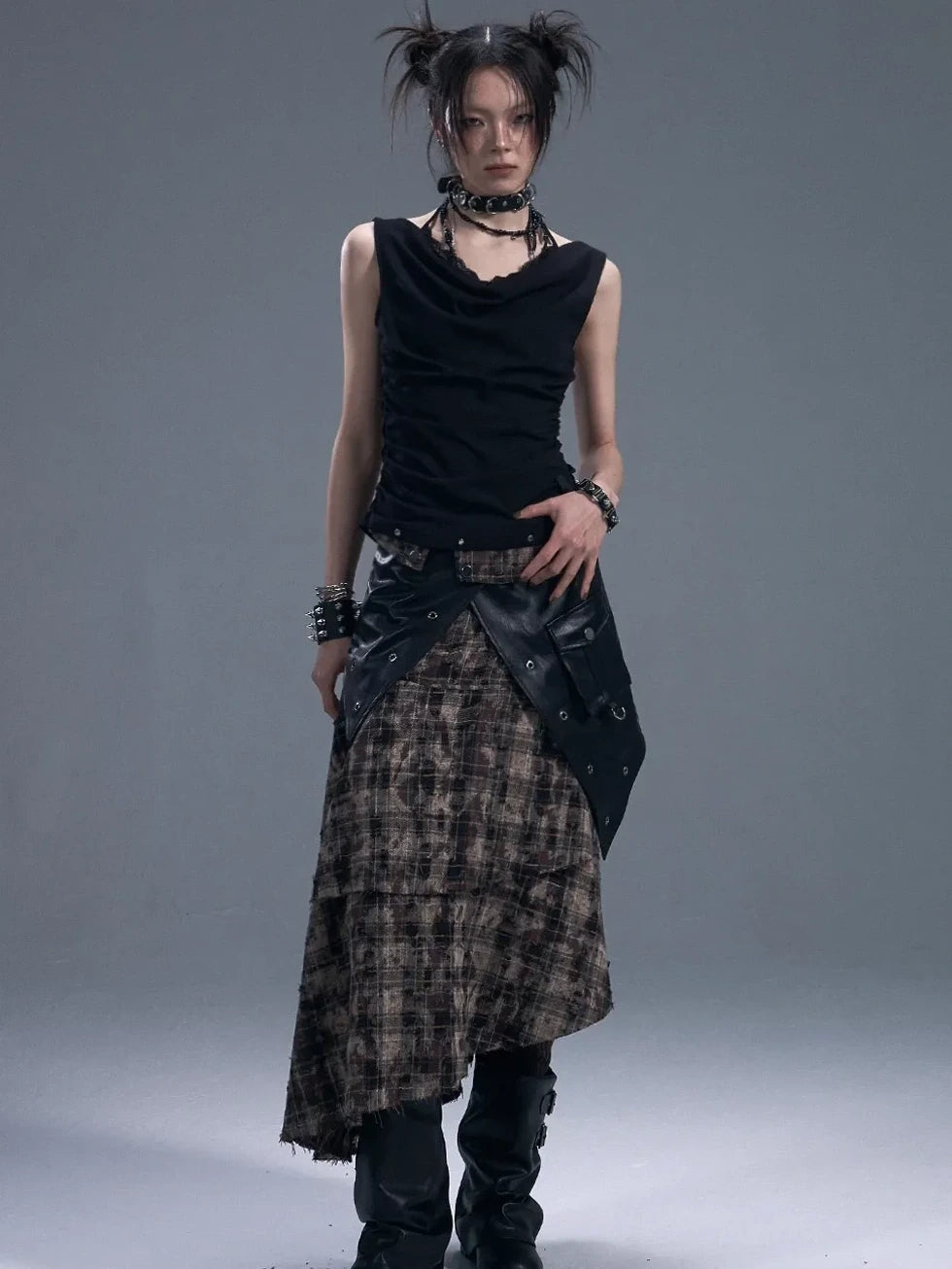 Frustration Garden Dark Punk Lace Layered Corset Knit Vest