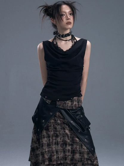 Frustration Garden Dark Punk Lace Layered Corset Knit Vest