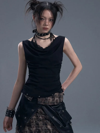 Frustration Garden Dark Punk Lace Layered Corset Knit Vest