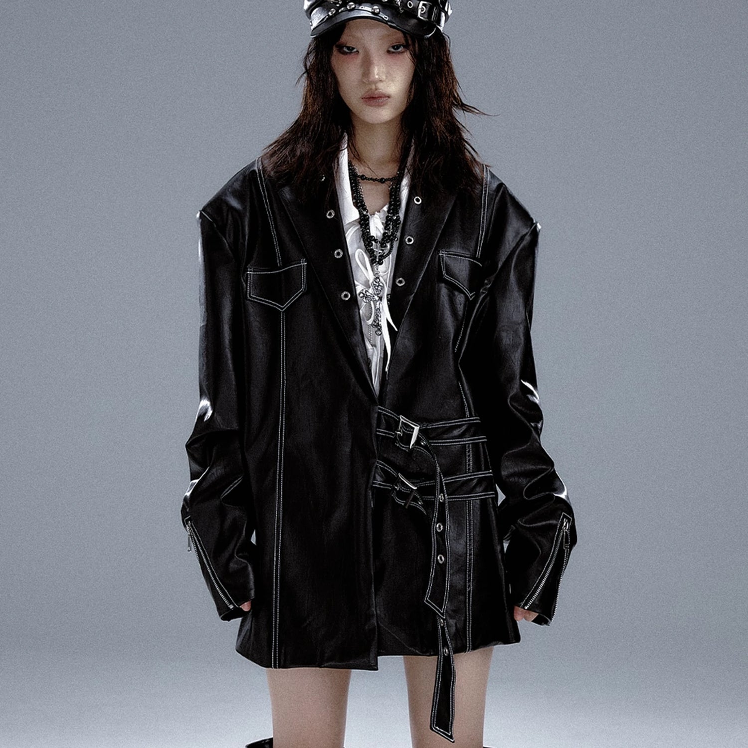 Frustration_Garden_Dark_Punk_Metal_Trim_Leather_Blazer_MISSTT