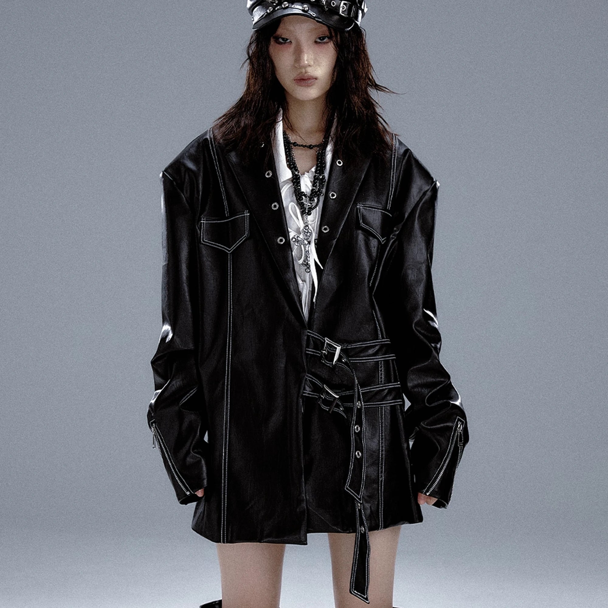 Frustration_Garden_Dark_Punk_Metal_Trim_Leather_Blazer_MISSTT