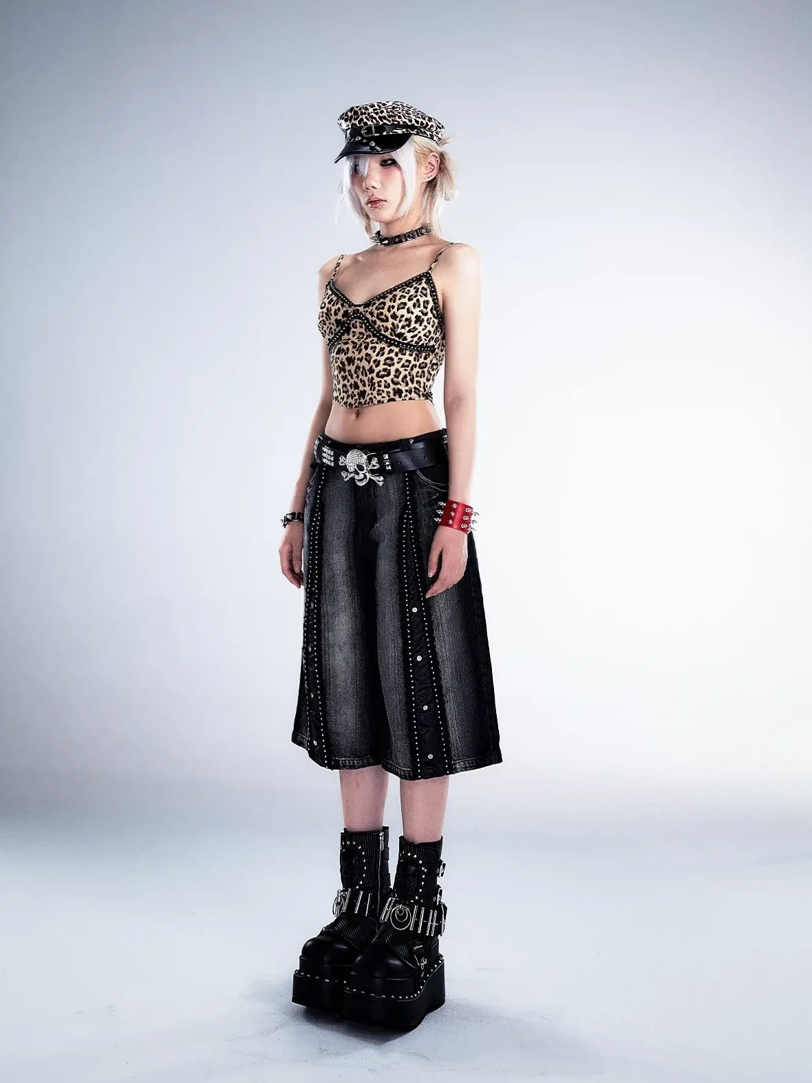 Frustration Garden Deconstructed Denim Wide Leg Punk Shorts