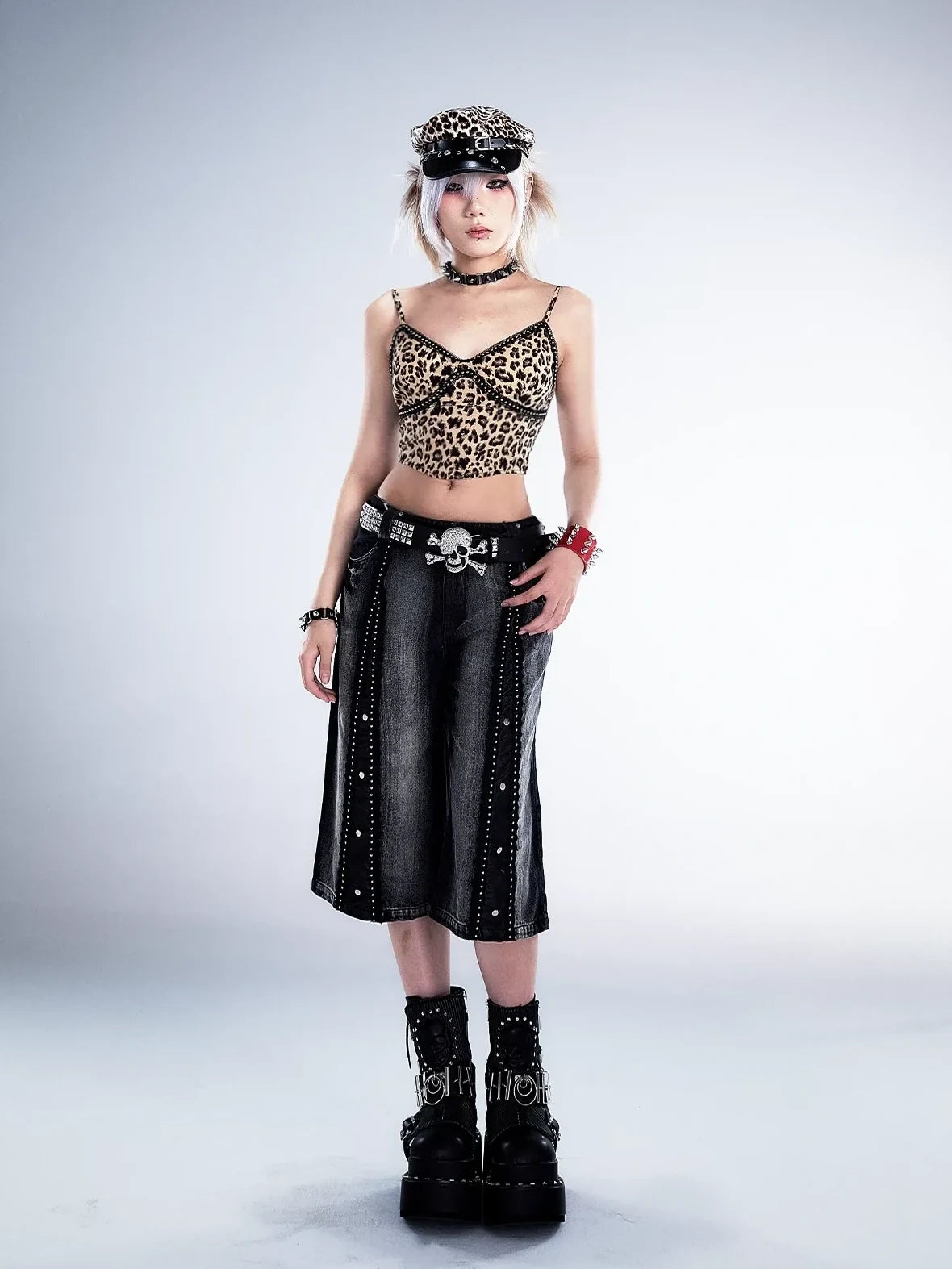 Frustration Garden Deconstructed Denim Wide Leg Punk Shorts