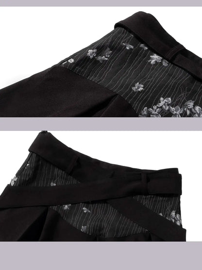 Deconstructed Punk A Line Skirt With Jacquard