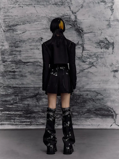 Frustration Garden Deconstructed Punk Corset Blazer V-neck T-shirt Long Sleeve