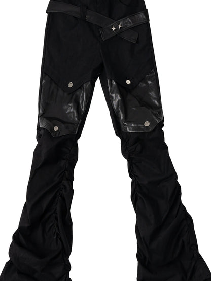 Deconstructed Punk Leather Patch Denim