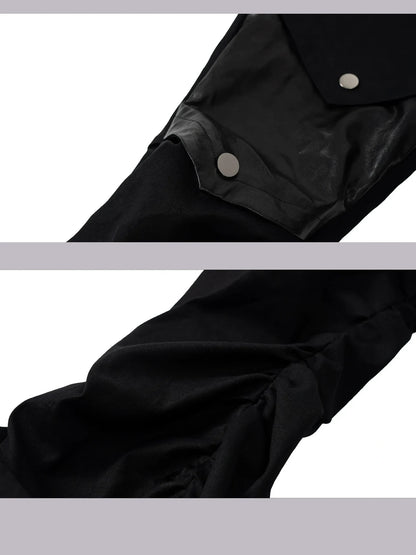 Deconstructed Punk Leather Patch Denim