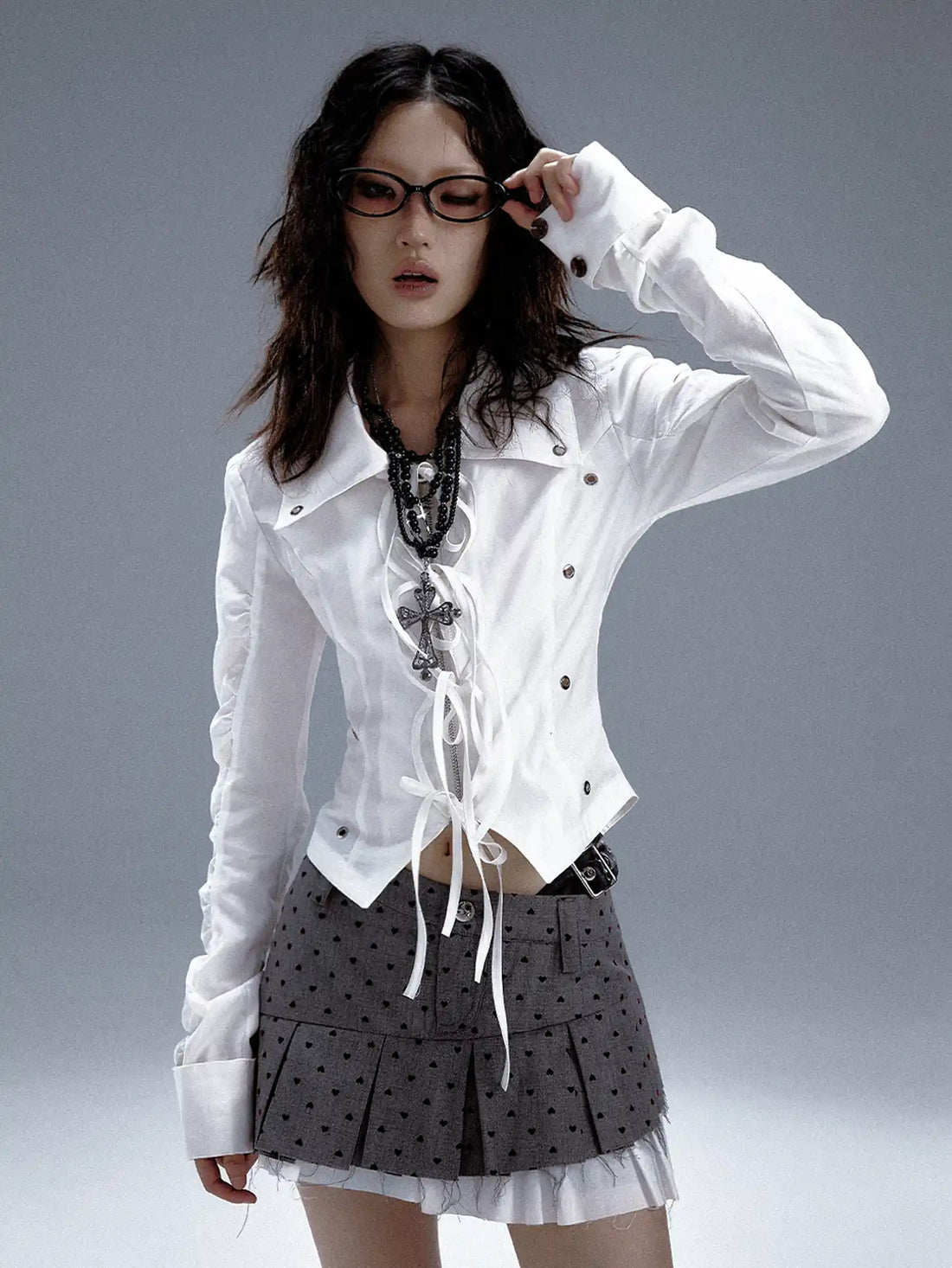 Frustration Garden Deconstructed Punk Pleated White Shirt