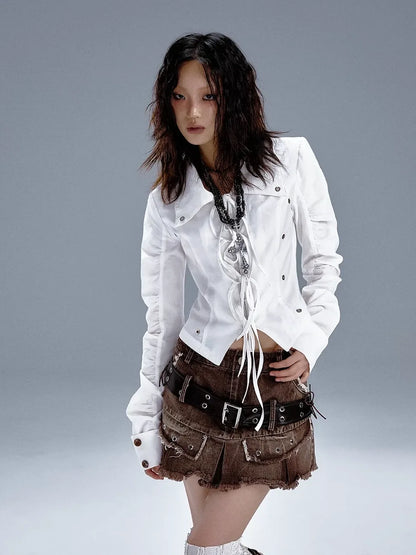 Frustration Garden Deconstructed Punk Pleated White Shirt