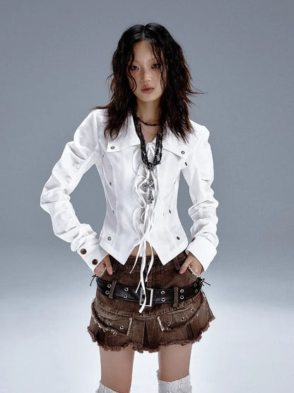 Frustration Garden Deconstructed Punk Pleated White Shirt