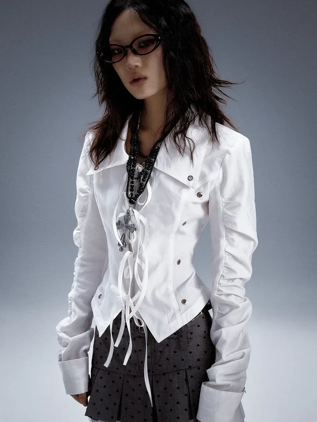 Frustration Garden Deconstructed Punk Pleated White Shirt