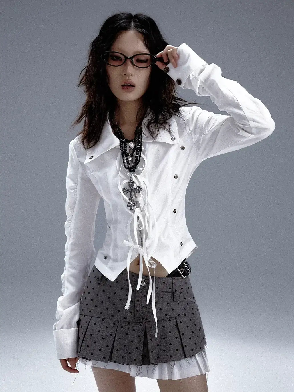 Frustration Garden Deconstructed Punk Pleated White Shirt