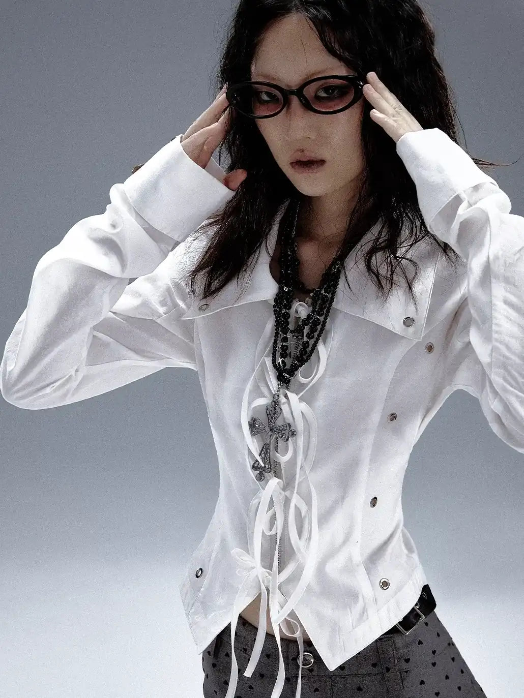 Frustration Garden Deconstructed Punk Pleated White Shirt