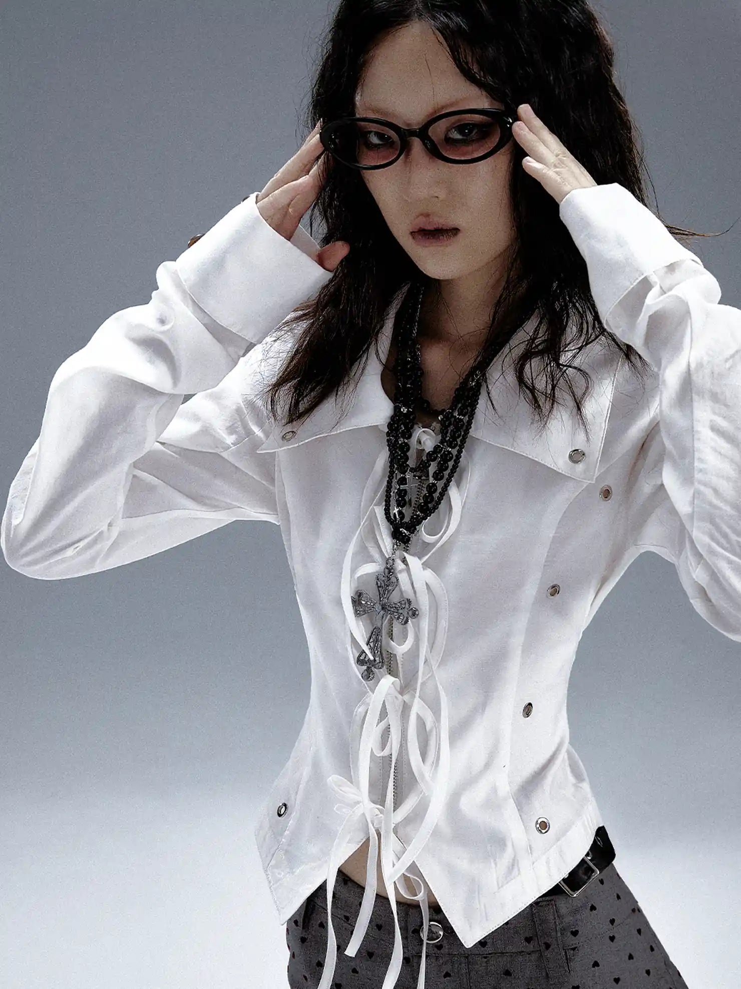 Frustration Garden Deconstructed Punk Pleated White Shirt