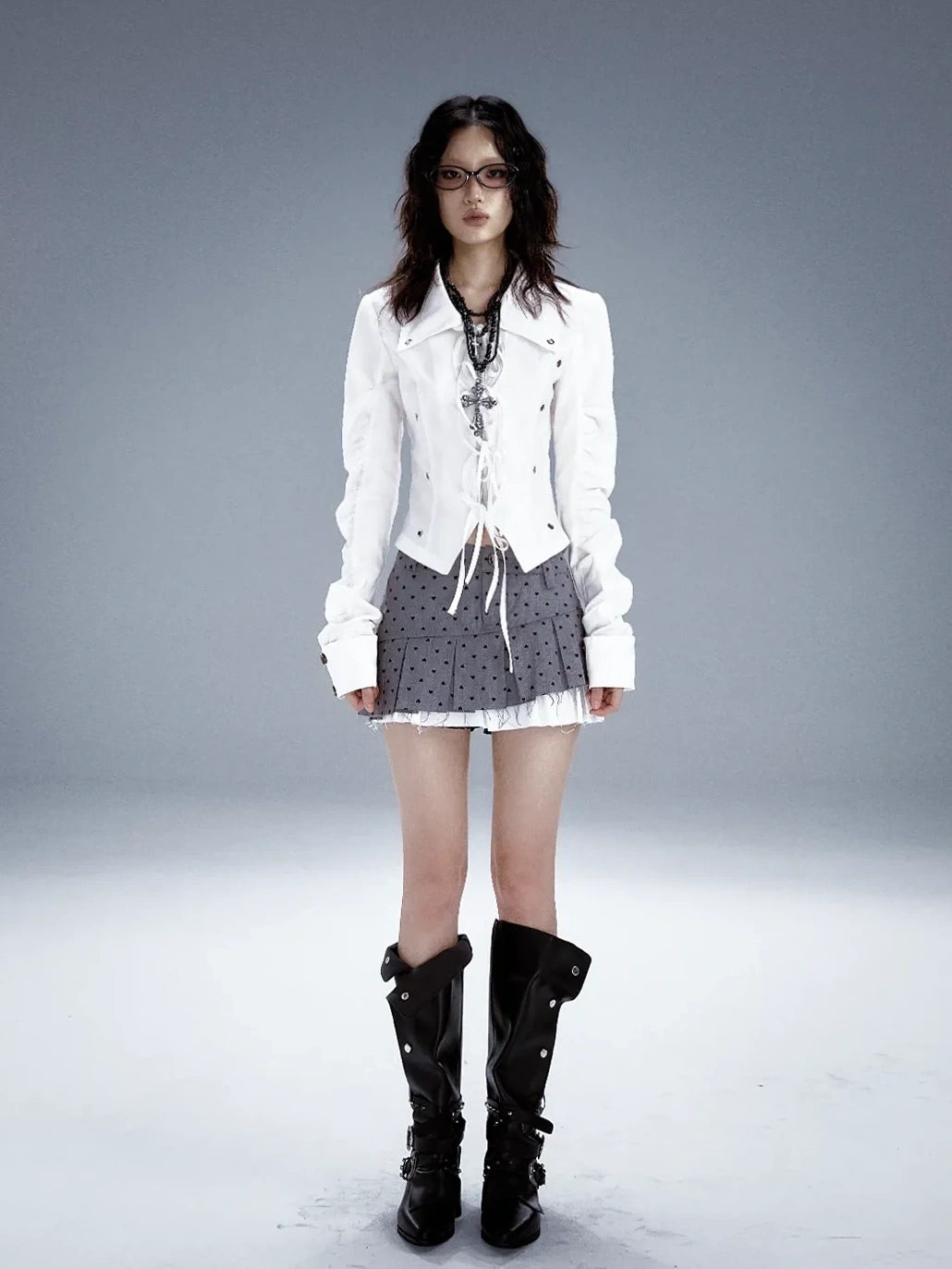 Frustration Garden Deconstructed Punk Pleated White Shirt