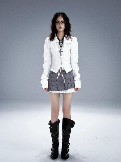 Frustration Garden Deconstructed Punk Pleated White Shirt
