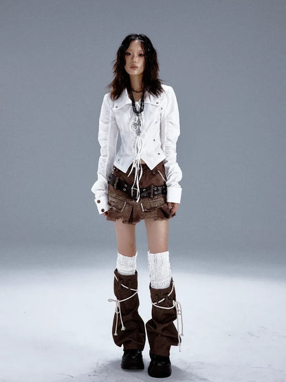 Frustration Garden Deconstructed Punk Pleated White Shirt