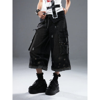 Frustration_Garden_Deconstructed_Punk_Raw_Edge_Cropped_Cargo_Jeans_MISSTT