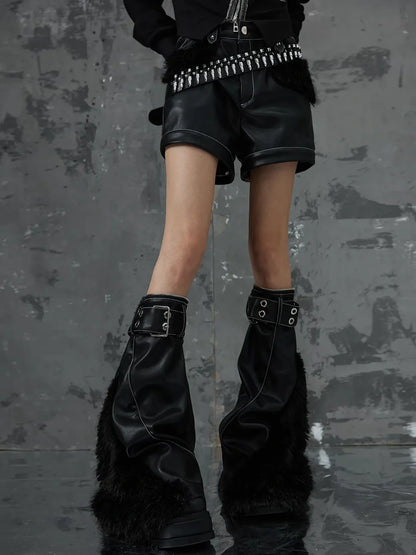 Frustration Garden Detachable Tri Section Punk Flared Leather Pants