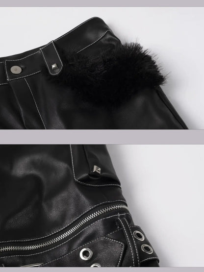 Frustration Garden Detachable Tri Section Punk Flared Leather Pants