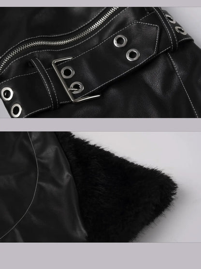 Frustration Garden Detachable Tri Section Punk Flared Leather Pants