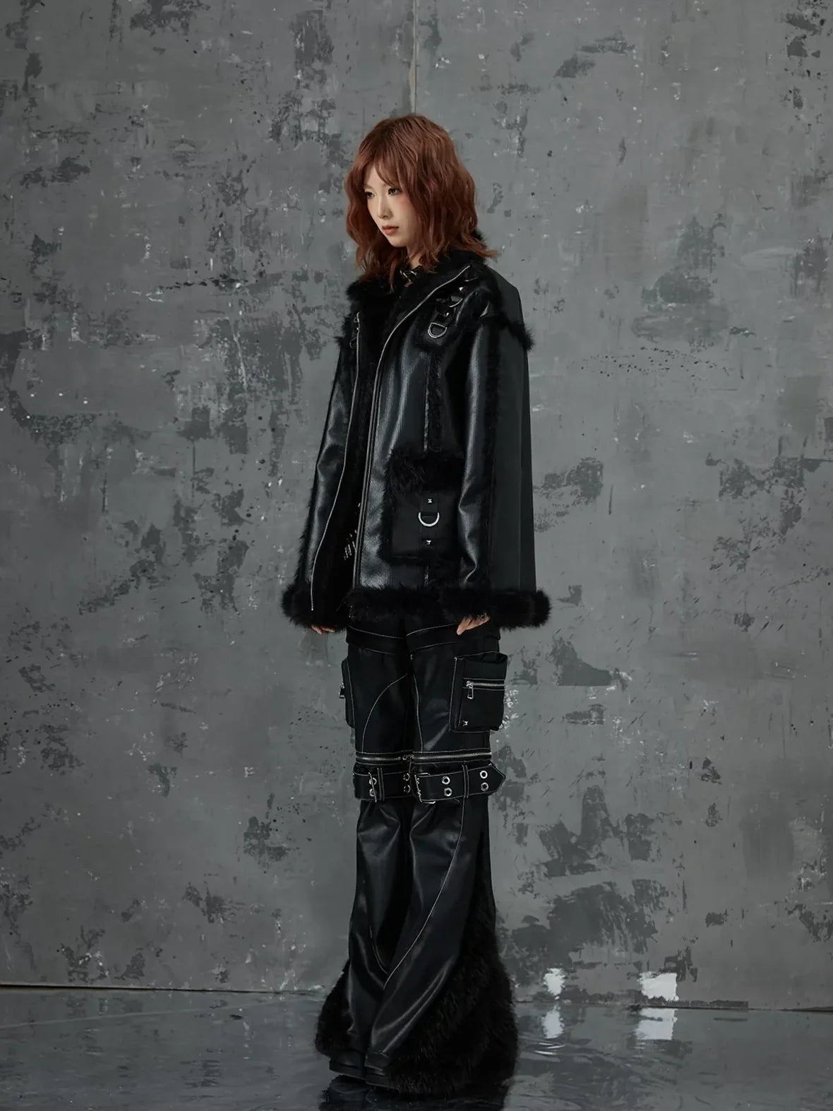 Frustration Garden Detachable Tri Section Punk Flared Leather Pants