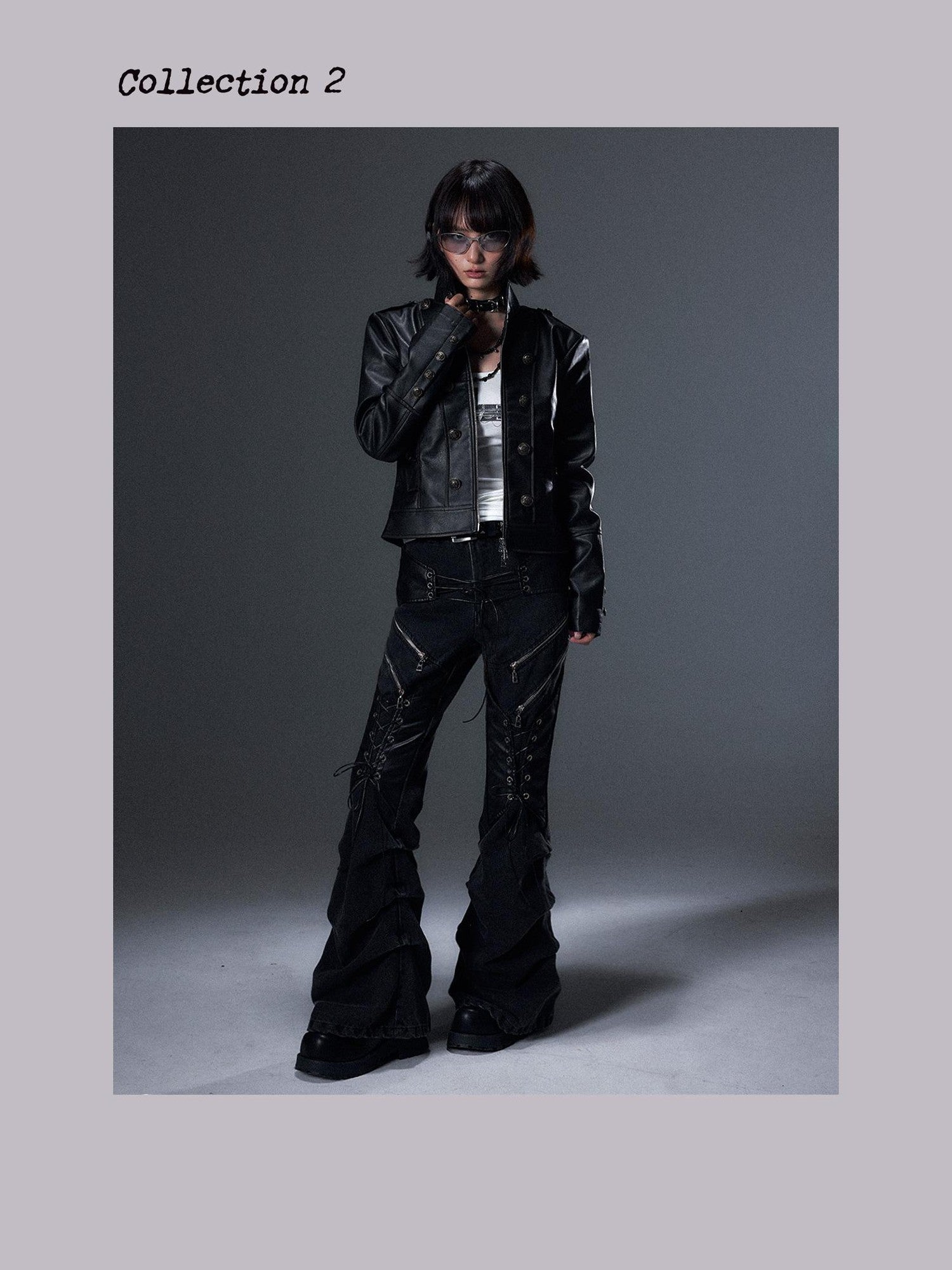 Frustration Garden Distressed Pleated Tie Strap Leather Patch Low Rise Women&