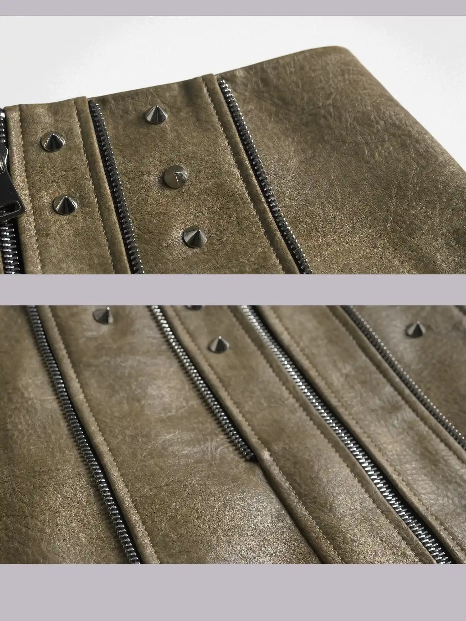 Frustration Garden Distressed Pu Leather Punk Mini Skirt