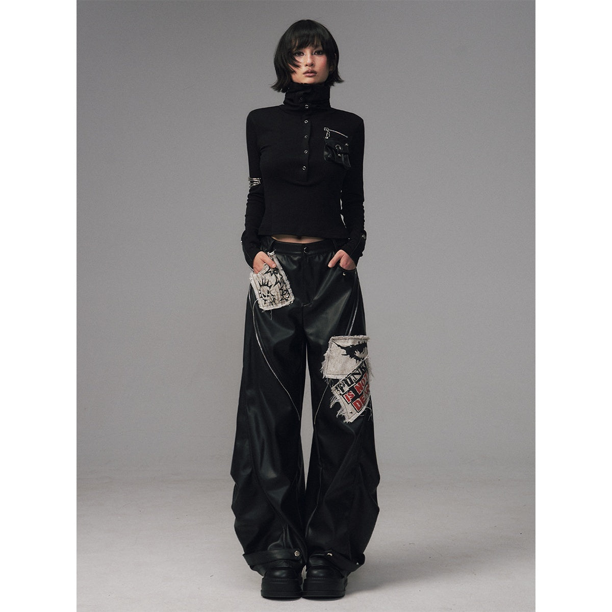 Frustration_Garden_Frayed_Studded_Asymmetrical_Zippered_Printed_Punk_Women&