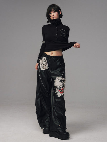 Frustration Garden Frayed Studded Asymmetrical Zippered Printed Punk Women&