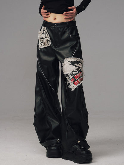 Frustration Garden Frayed Studded Asymmetrical Zippered Printed Punk Women&