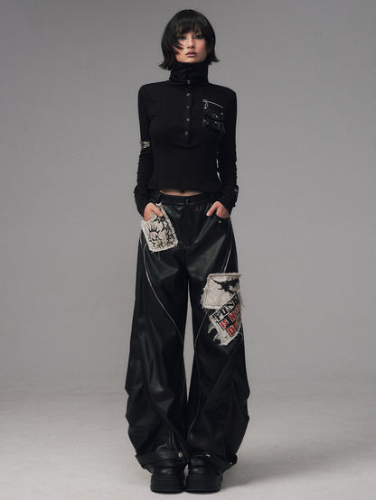 Frustration Garden Frayed Studded Asymmetrical Zippered Printed Punk Women&