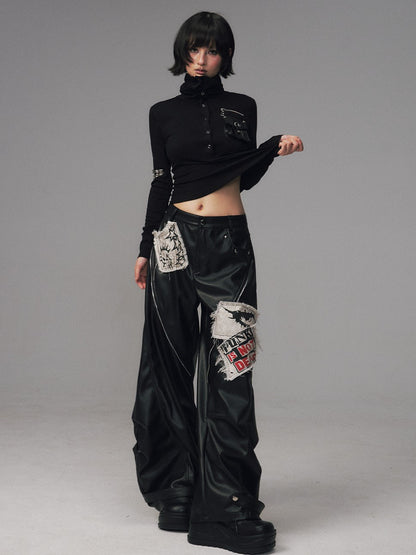 Frustration Garden Frayed Studded Asymmetrical Zippered Printed Punk Women&