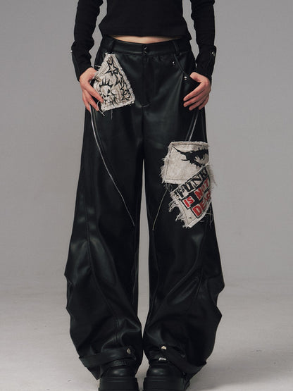 Frustration Garden Frayed Studded Asymmetrical Zippered Printed Punk Women&