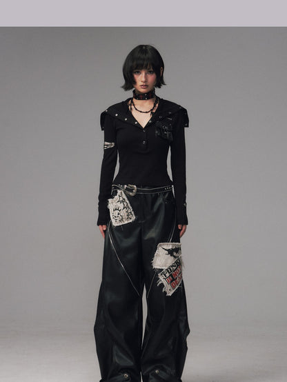 Frustration Garden Frayed Studded Asymmetrical Zippered Printed Punk Women&