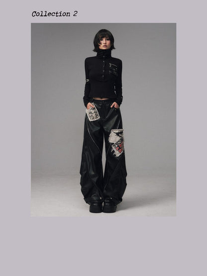 Frustration Garden Frayed Studded Asymmetrical Zippered Printed Punk Women&