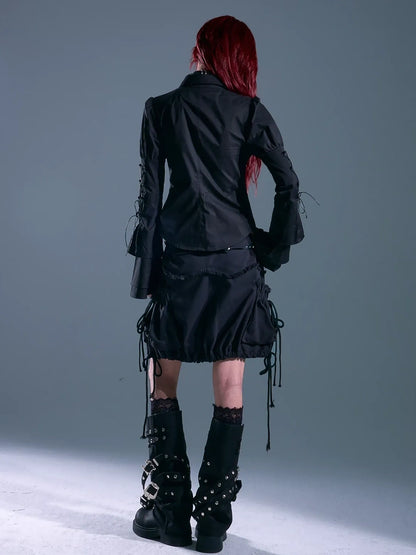 Frustration Garden Gothic Laced Bubble Sleeve Corset Shirt