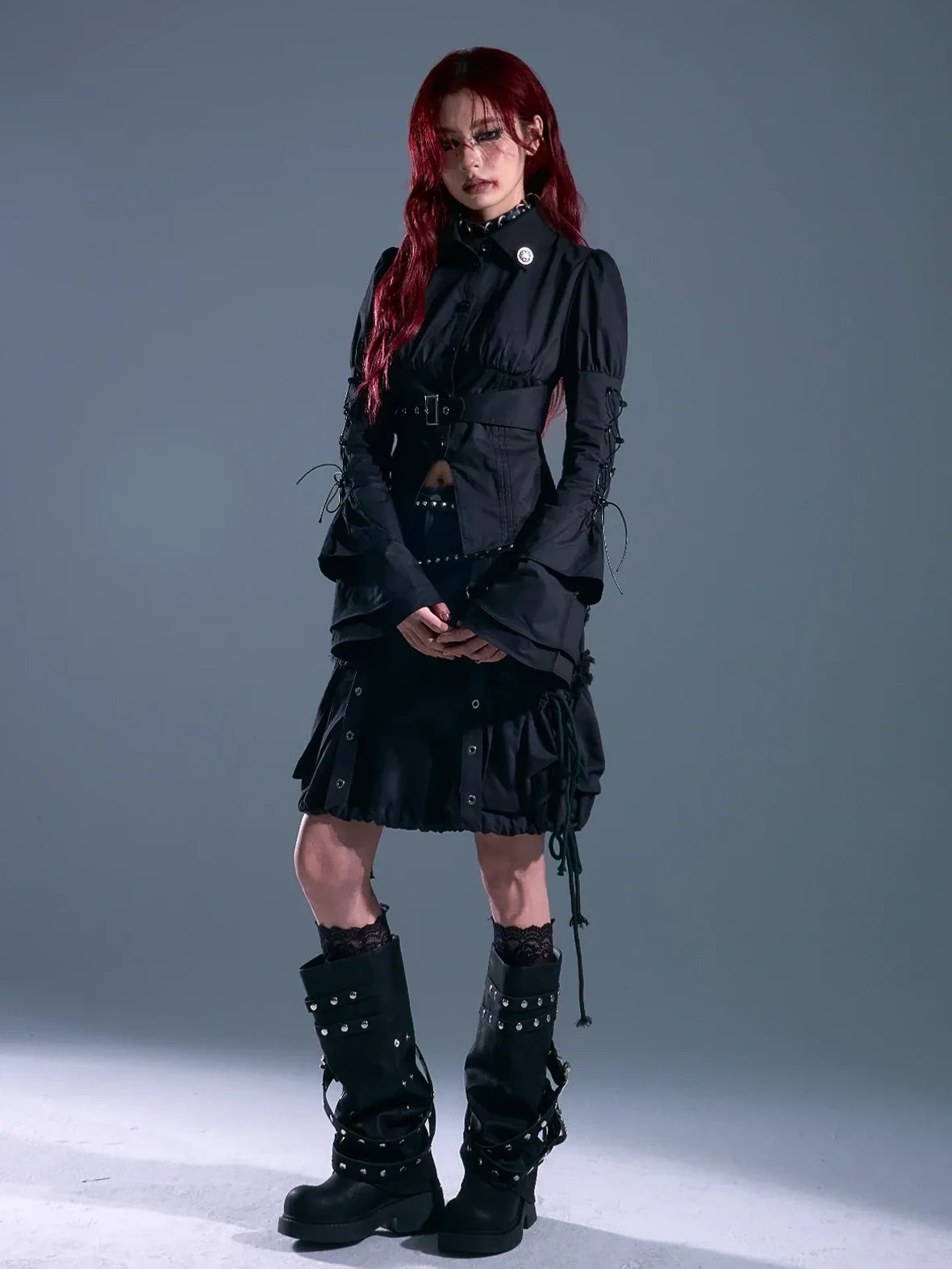 Frustration Garden Gothic Laced Bubble Sleeve Corset Shirt