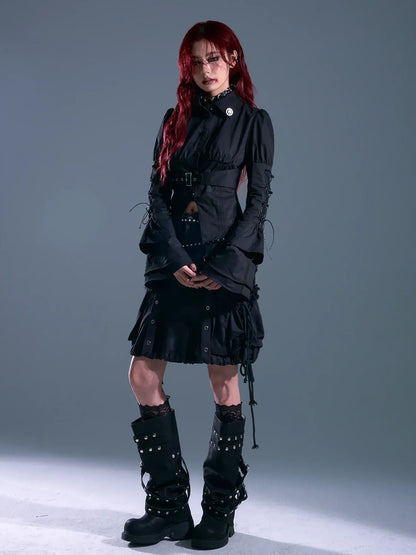 Frustration Garden Gothic Laced Bubble Sleeve Corset Shirt