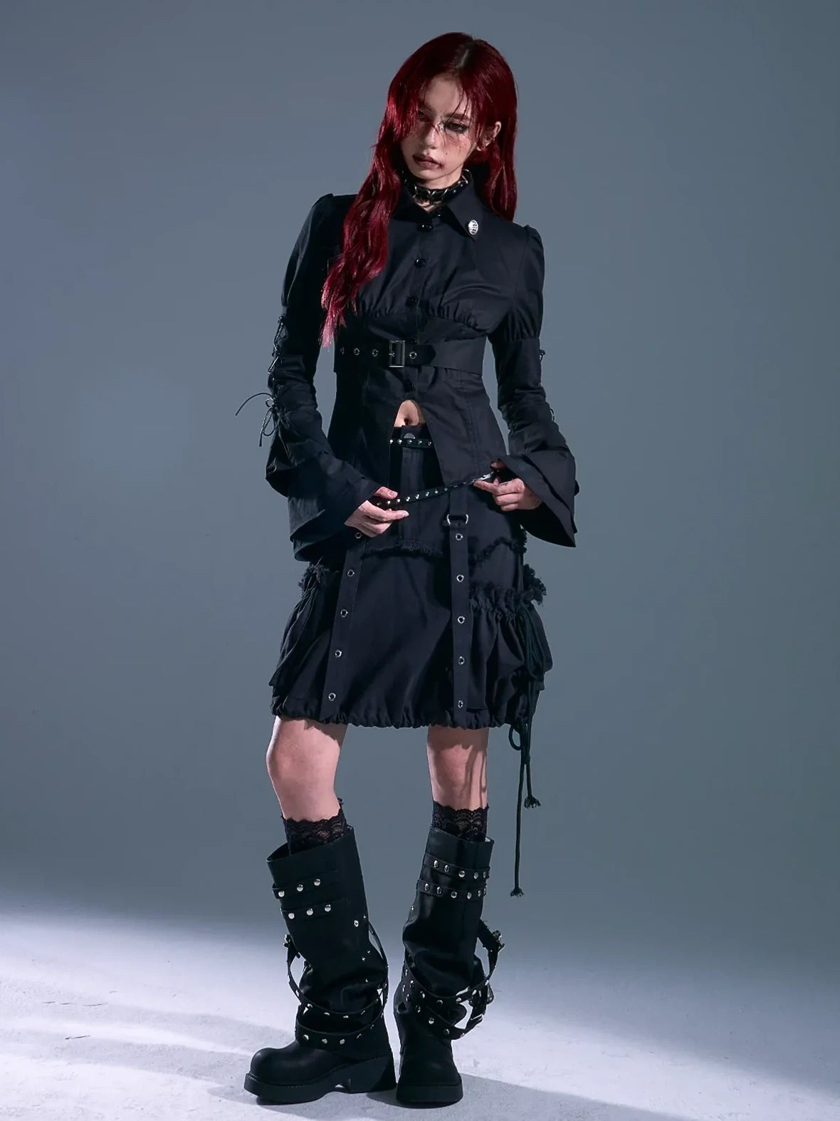 Frustration Garden Gothic Laced Bubble Sleeve Corset Shirt