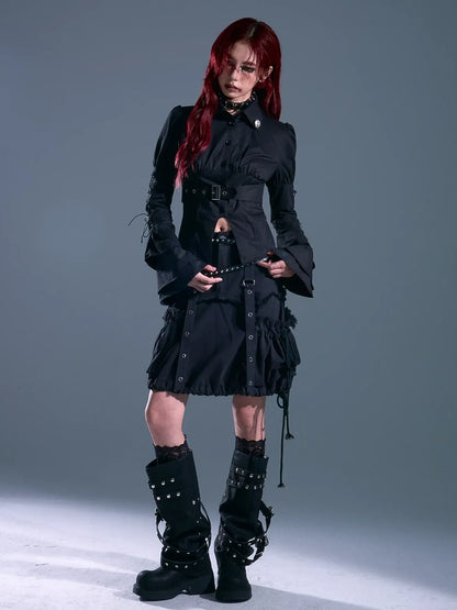 Frustration Garden Gothic Laced Bubble Sleeve Corset Shirt