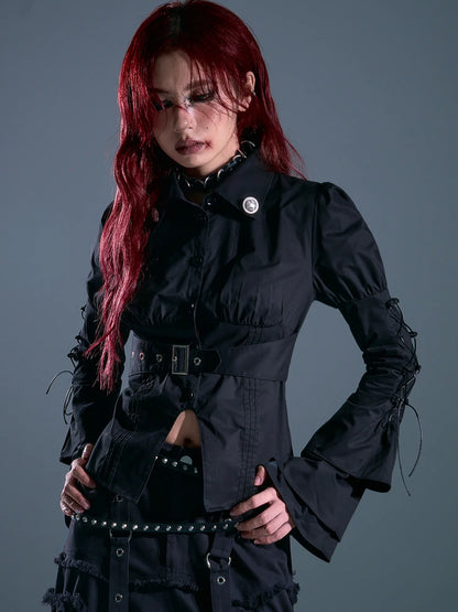 Frustration Garden Gothic Laced Bubble Sleeve Corset Shirt